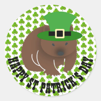 Adesivo Redondo Dia de São Patrício Wombat