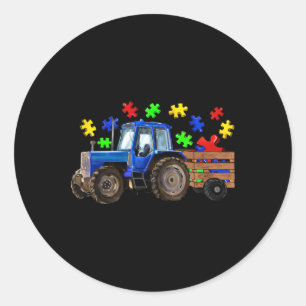 Adesivo Redondo Dia de Sensibilização para o Autismo do Trator de