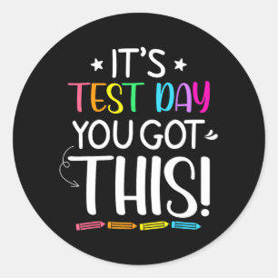 Adesivo Redondo Dia de Teste É Teste de Professores no Dia de Test