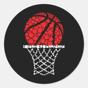 Adesivo Redondo Dia De Um Ponto De Basquete Feliz Para Crianças Mu