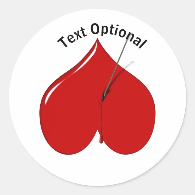 Adesivo Redondo Dia do Anti-Valentim do Coração para Baixo (Frente)