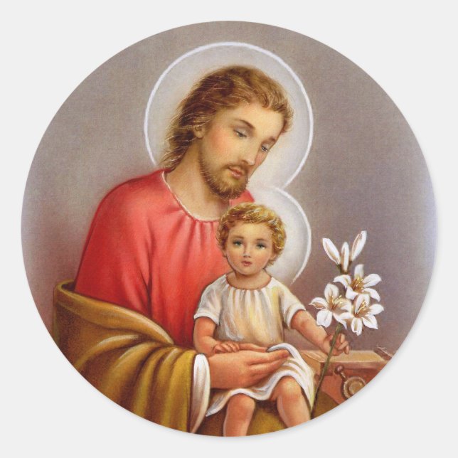 Adesivo Redondo "Dia do banquete Joseph Santo" "pequenos santos do (Frente)