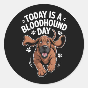 Adesivo Redondo Dia do Bloodhound Masculino Engraçado Cute Amante
