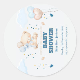 ADESIVO REDONDO DIA DO CHÁ DE BEBÊ PERSONALIZADO