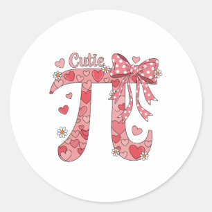 Adesivo Redondo Dia do Cutie Pi Coquette Mulheres Crianças Meninas