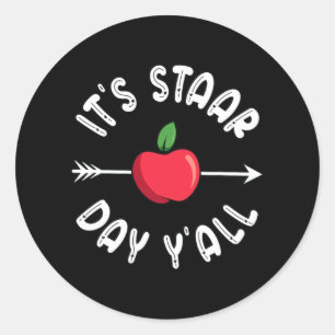 Adesivo Redondo Dia do Estadas Yall Texas Staar - Dia do Teste