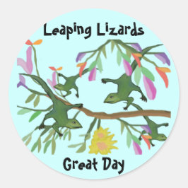 Adesivo Redondo Dia do Excelente dos Lagartos a Saltar
