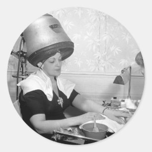 Adesivo Redondo Dia do Glamor Vintage Beauty Parlor Nova Iorque