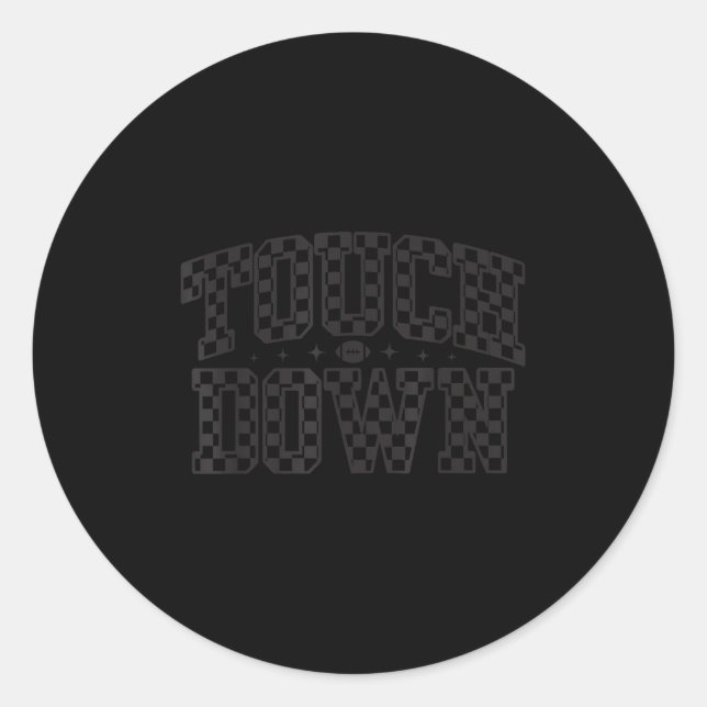 Adesivo Redondo Dia do Jogo Checado Touchdown Season Preppy Americ (Frente)