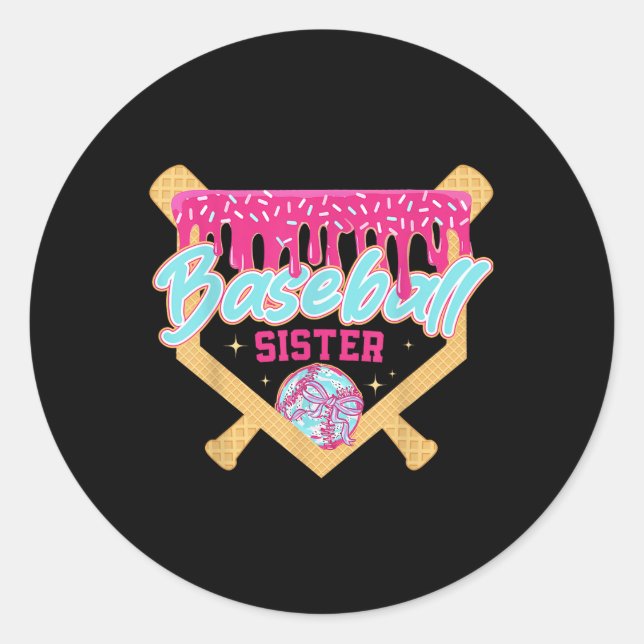 Adesivo Redondo Dia do Jogo de Beisebol da Irmã Drivers de Basebal (Frente)