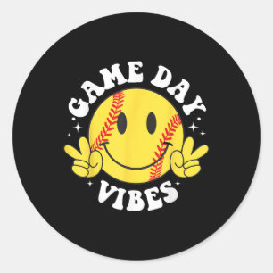 Adesivo Redondo Dia do Jogo Vibes Sorriem Face Softball Mama Mãe I