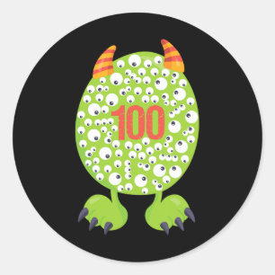 Adesivo Redondo Dia Do Monstro Da Escola Feliz 100 Dias Crianças R