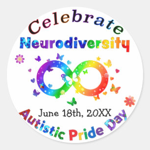Adesivo Redondo Dia do Orgulho Autista da Neurodiversidade