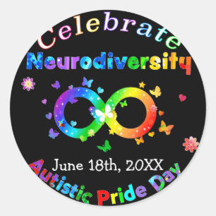 Adesivo Redondo Dia do Orgulho Autista da Neurodiversidade