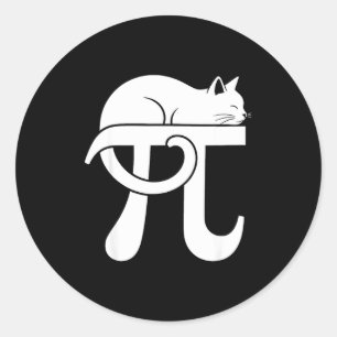 Adesivo Redondo Dia do Pi Gato Nerd de Matemática Comédia Professo