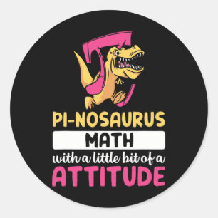 Adesivo Redondo Dia do Pi Matemática Dinossauro Dino Pi 