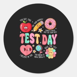 Adesivo Redondo Dia do Teste Rock O Teste Dia de Teste Motivaciona