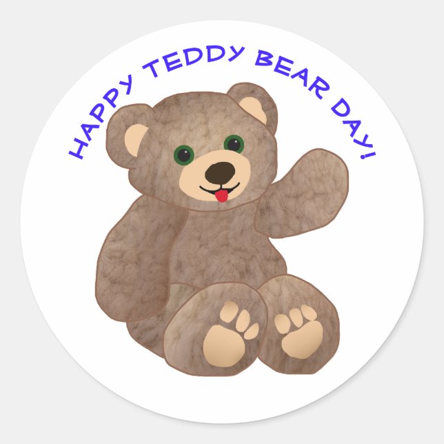 Adesivo Redondo Dia do Urso de Teddy (Frente)