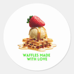 Adesivo Redondo Dia do Waffle: Waffles Ouros e Crise