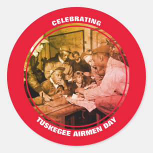ADESIVO REDONDO DIA DOS AVIADORES DE TUSKEGEE PERSONALIZADO
