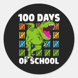 Adesivo Redondo Dia dos Meninos Escolares Dino 100 Dias Dinossauro