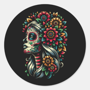 Adesivo Redondo Dia Dos Mortos La Catrina Dia Do Governo