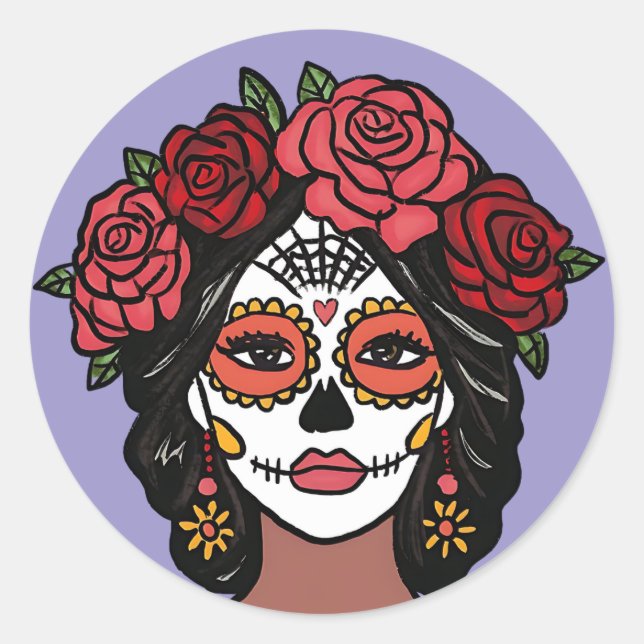 Adesivo Redondo Dia dos Muertos da Mão Morta (Frente)
