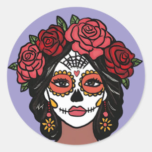 Adesivo Redondo Dia dos Muertos da Mão Morta