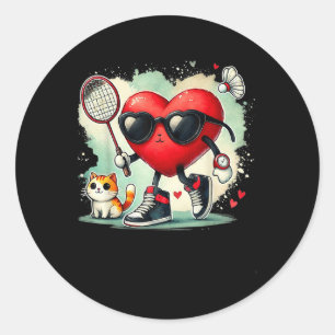 Adesivo Redondo Dia dos Namorados Amante de Badminton Coração Shut