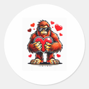 Adesivo Redondo Dia dos Namorados Bigfoot Coração Engraçado Sungle
