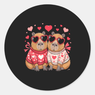 Adesivo Redondo Dia dos namorados capivara fofa de valentine 