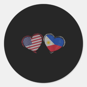 Adesivo Redondo Dia dos Namorados Coração Bandeira Filipinas EUA F