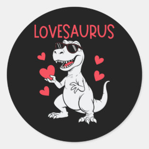 Adesivo Redondo Dia dos Namorados Coração de Amor Dinossauro Loves