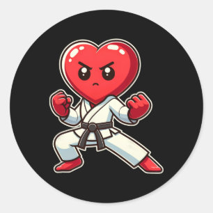 Adesivo Redondo Dia dos Namorados Coração Karate Taekwondo Mma Art
