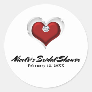 Adesivo Redondo Dia dos Namorados Coração Vermelho com Festa Chic 