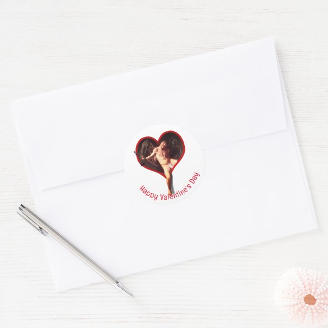 Adesivo Redondo Dia dos Namorados Cupido Caravaggio (Envelope)