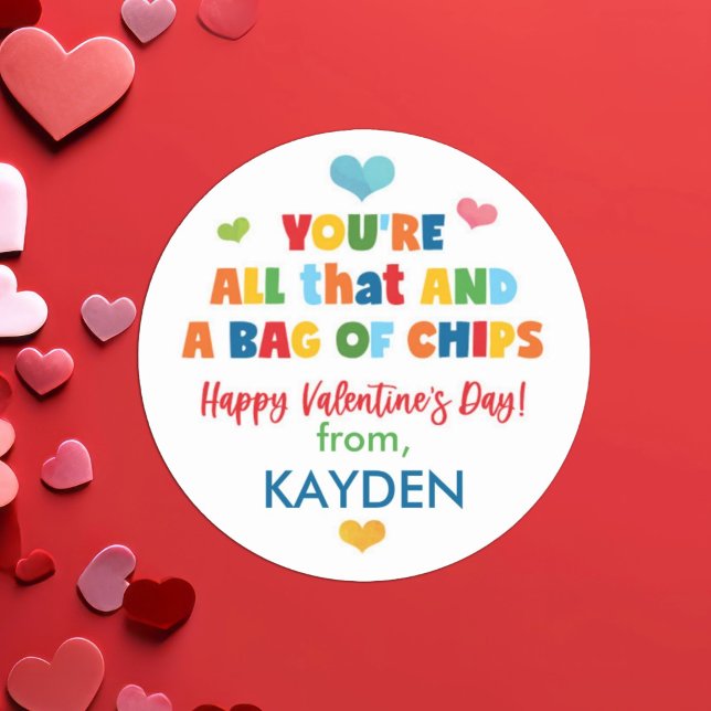 Adesivo Redondo Dia dos Namorados da Faculdade de Chip Bag (Criador carregado)