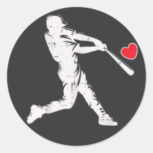 Adesivo Redondo Dia dos Namorados de Beisebol Batedor Silhueta Cor