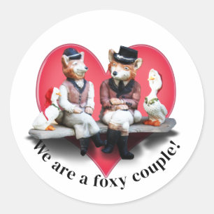 Adesivo Redondo Dia dos Namorados do Casal Fox