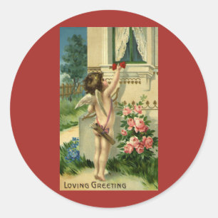 Adesivo Redondo Dia dos namorados do Victorian do vintage,