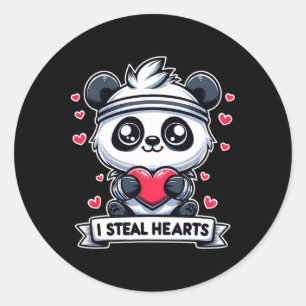 Adesivo Redondo Dia dos Namorados Eu Roubo Corações Panda Urso Fof
