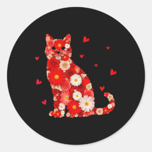 Adesivo Redondo Dia dos Namorados Fofo Engraçado Meninas Gato Dia 