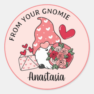 Adesivo Redondo Dia dos Namorados Gnomo Personalizado Nome