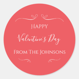 Adesivo Redondo Dia dos Namorados Moderno Rosa Vermelho