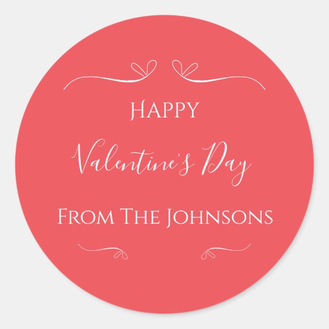 Adesivo Redondo Dia dos Namorados Moderno Rosa Vermelho (Frente)