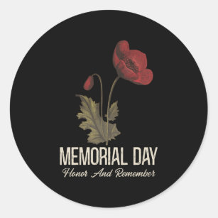 Adesivo Redondo Dia dos Veteranos Para Não Esquecermos A Flor Verm