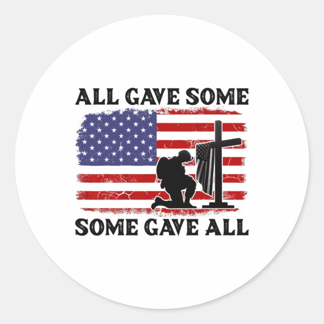 Adesivo Redondo Dia dos Veteranos, Todos Deram Alguns A Todos - Me (Frente)