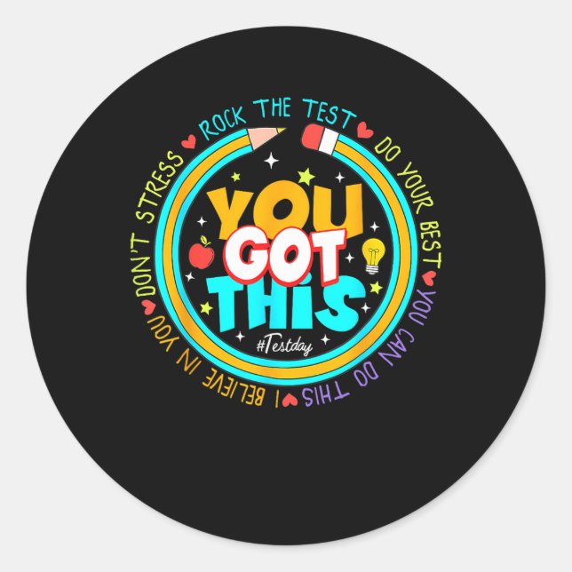 Adesivo Redondo Dia Em Que Você Teve Este Dia De Teste, Roe O Prof (Frente)