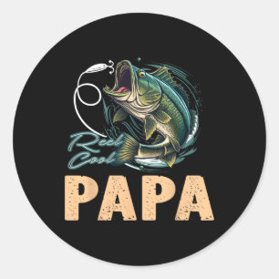 Adesivo Redondo Dia Engraçado Pescador Reel Legal Papa Pescado