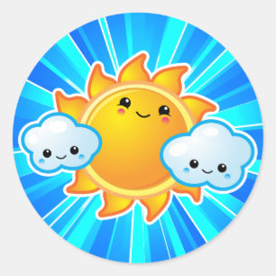 Adesivo Redondo Dia ensolarado de Kawaii